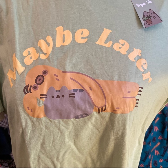 Pusheen Maybe Later Ringer Tee NWT - Picture 4 of 6